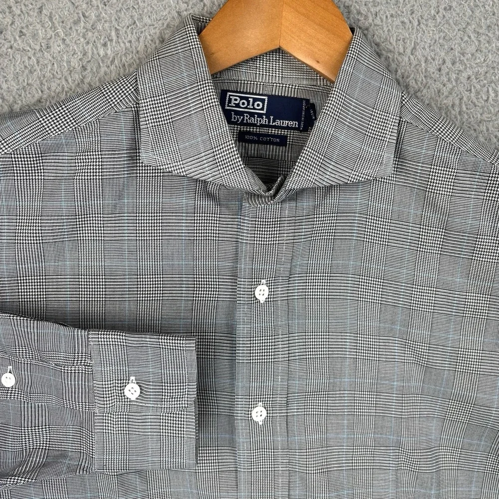 Polo Ralph Lauren Dress Shirt Mens 16/35 Glen Check Windowpane‎ Cotton Button Up